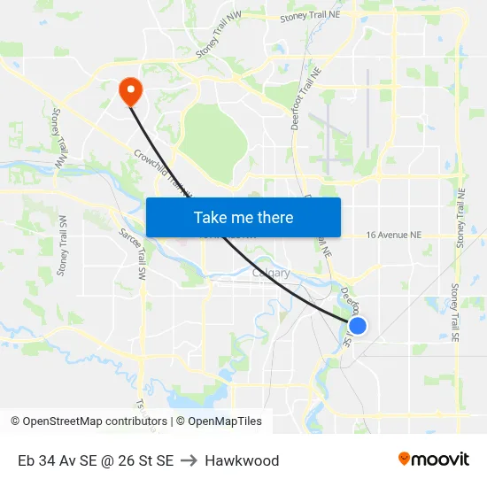 Eb 34 Av SE @ 26 St SE to Hawkwood map