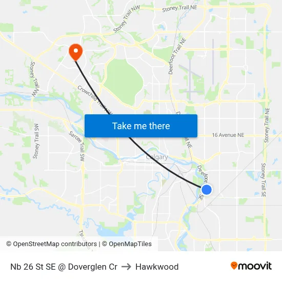 Nb 26 St SE @ Doverglen Cr to Hawkwood map