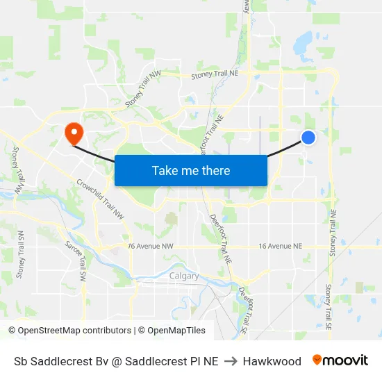 Sb Saddlecrest Bv @ Saddlecrest Pl NE to Hawkwood map