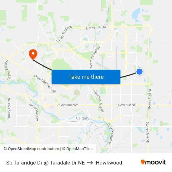 Sb Tararidge Dr @ Taradale Dr NE to Hawkwood map