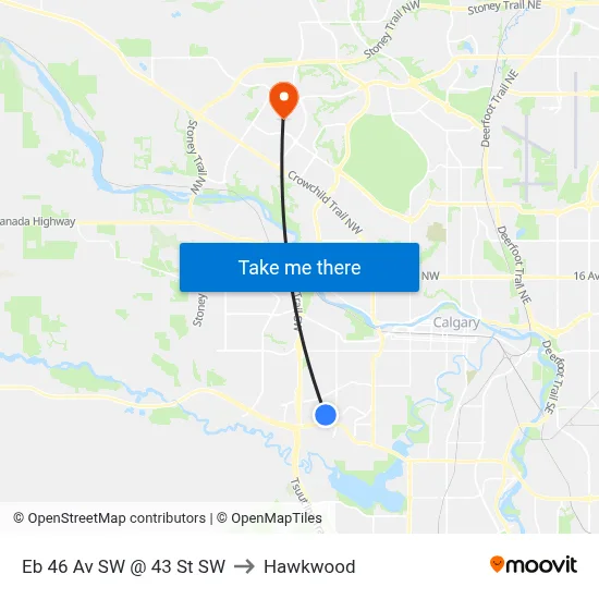 Eb 46 Av SW @ 43 St SW to Hawkwood map
