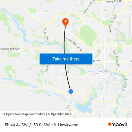 Eb 46 Av SW @ 50 St SW to Hawkwood map