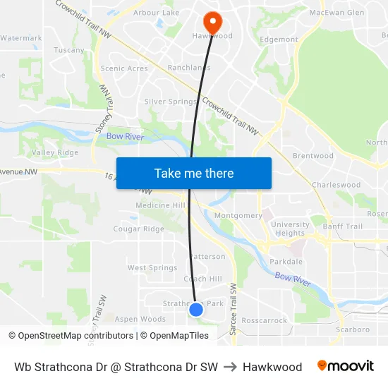 Wb Strathcona Dr @ Strathcona Dr SW to Hawkwood map
