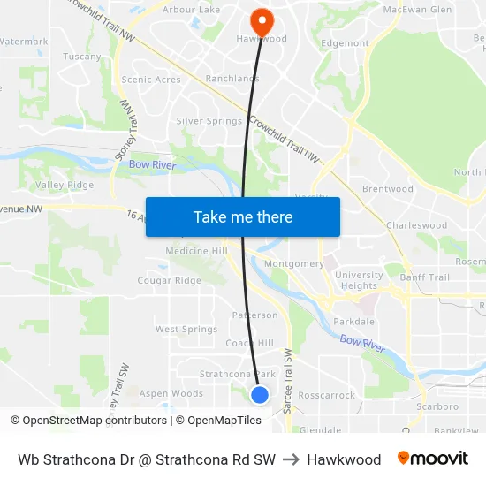 Wb Strathcona Dr @ Strathcona Rd SW to Hawkwood map