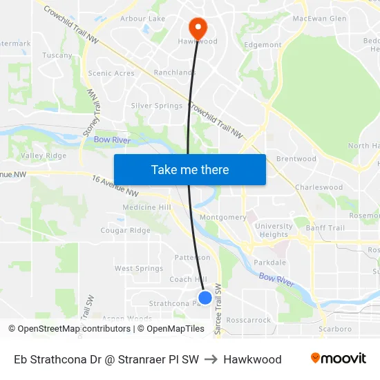 Eb Strathcona Dr @ Stranraer Pl SW to Hawkwood map