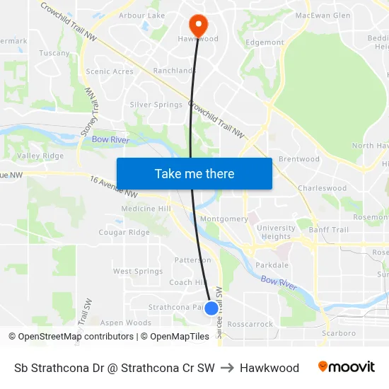 Sb Strathcona Dr @ Strathcona Cr SW to Hawkwood map