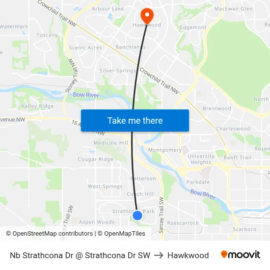 Nb Strathcona Dr @ Strathcona Dr SW to Hawkwood map