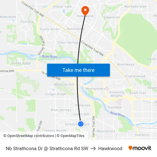 Nb Strathcona Dr @ Strathcona Rd SW to Hawkwood map