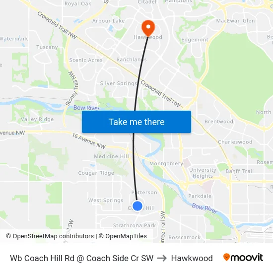Wb Coach Hill Rd @ Coach Side Cr SW to Hawkwood map