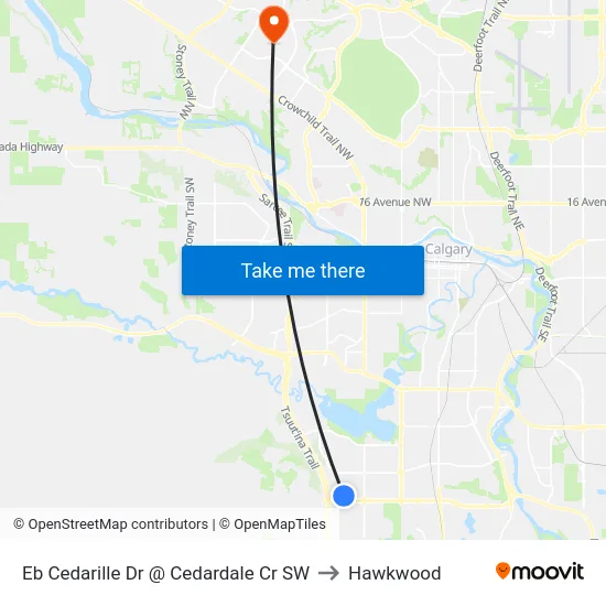 Eb Cedarille Dr @ Cedardale Cr SW to Hawkwood map