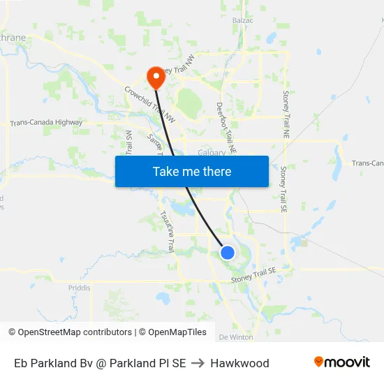 Eb Parkland Bv @ Parkland Pl SE to Hawkwood map