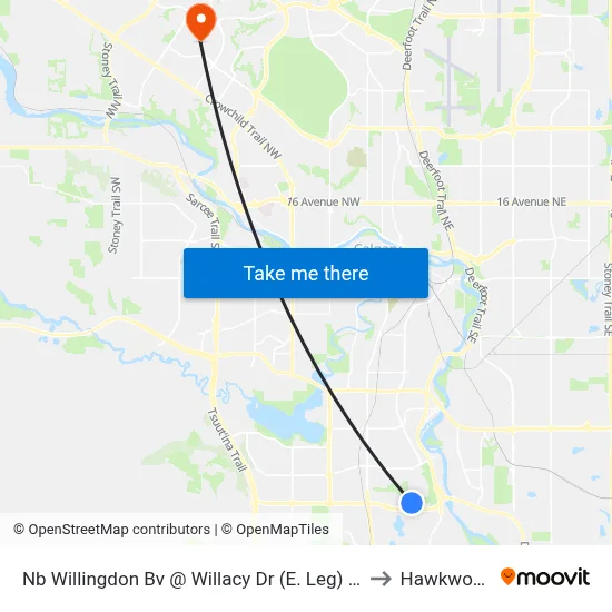 Nb Willingdon Bv @ Willacy Dr (E. Leg) SE to Hawkwood map