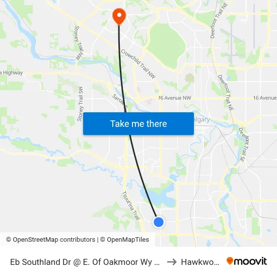 Eb Southland Dr @  E. Of Oakmoor Wy SW to Hawkwood map