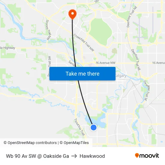 Wb 90 Av SW @ Oakside Ga to Hawkwood map