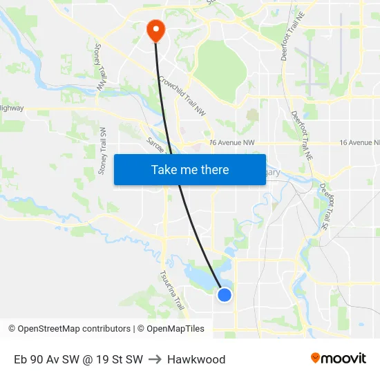 Eb 90 Av SW @ 19 St SW to Hawkwood map