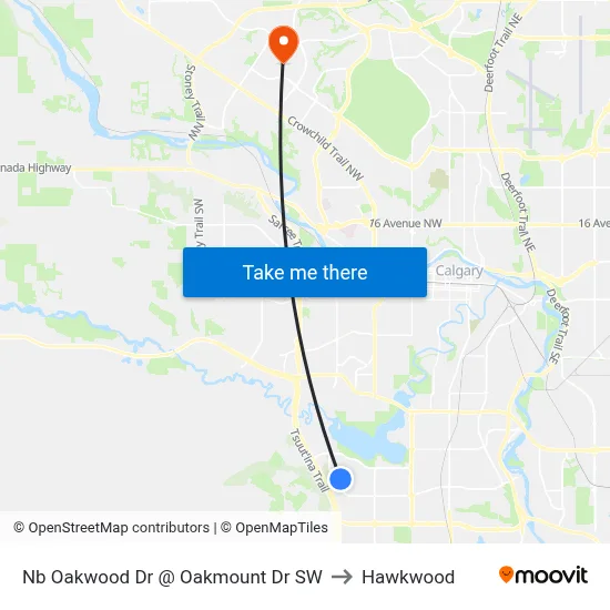 Nb Oakwood Dr @ Oakmount Dr SW to Hawkwood map