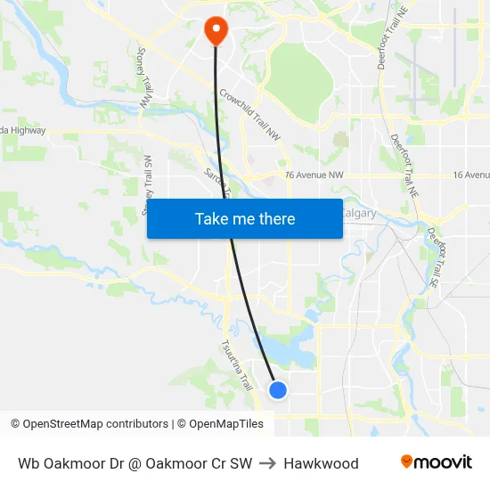 Wb Oakmoor Dr @ Oakmoor Cr SW to Hawkwood map