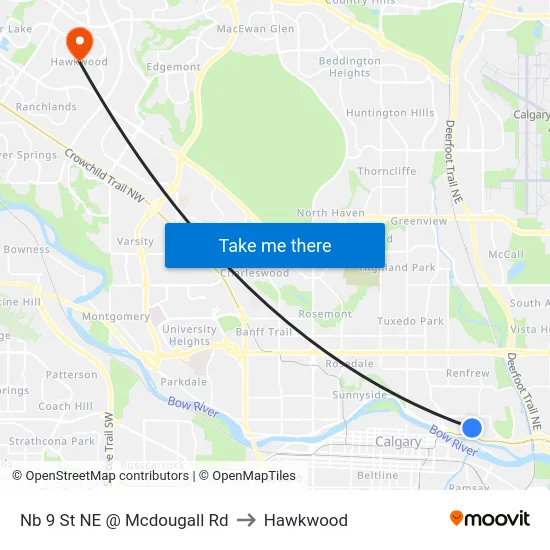 Nb 9 St NE @ Mcdougall Rd to Hawkwood map