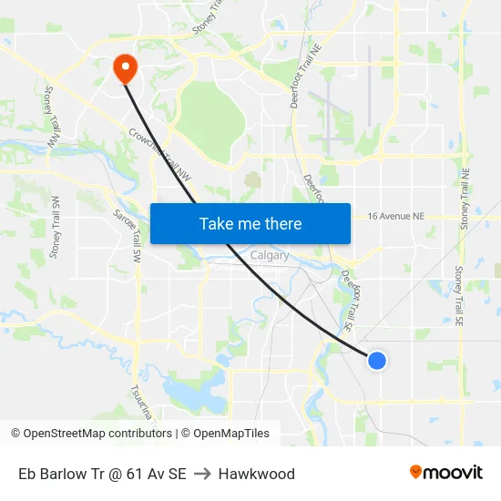 Eb Barlow Tr @ 61 Av SE to Hawkwood map