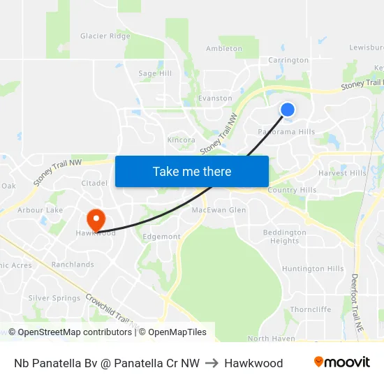 Nb Panatella Bv @ Panatella Cr NW to Hawkwood map