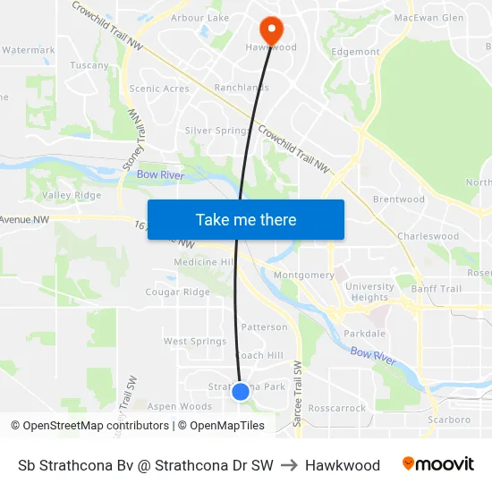 Sb Strathcona Bv @ Strathcona Dr SW to Hawkwood map