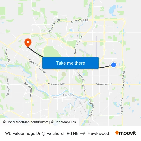 Wb Falconridge Dr @ Falchurch Rd NE to Hawkwood map