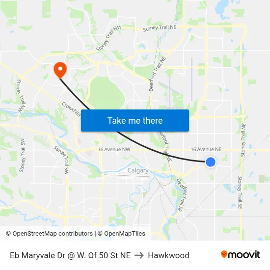 Eb Maryvale Dr @ W. Of 50 St NE to Hawkwood map