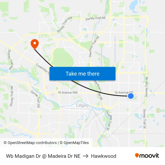Wb Madigan Dr @ Madeira Dr NE to Hawkwood map