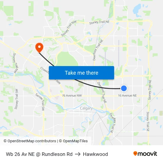 Wb 26 Av NE @ Rundleson Rd to Hawkwood map