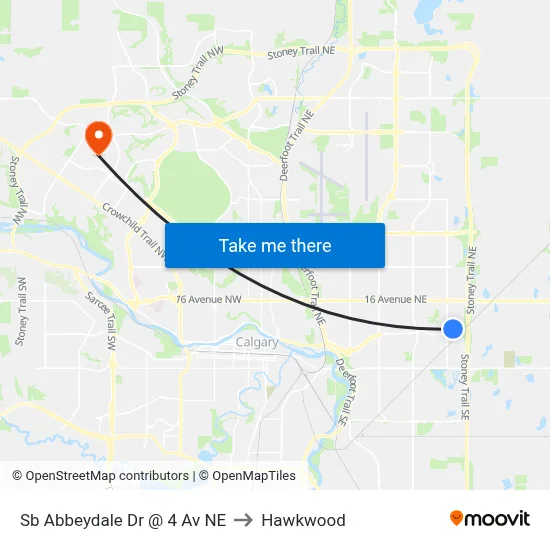 Sb Abbeydale Dr @ 4 Av NE to Hawkwood map