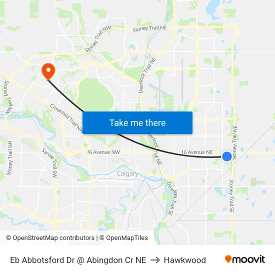 Eb Abbotsford Dr @ Abingdon Cr NE to Hawkwood map