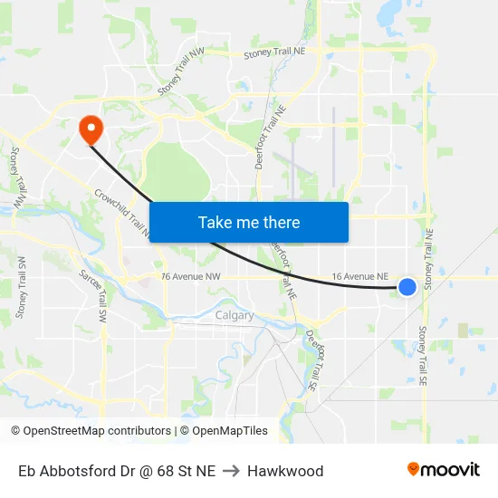 Eb Abbotsford Dr @ 68 St NE to Hawkwood map