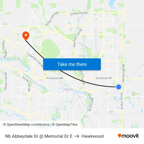 Nb Abbeydale Dr @ Memorial Dr E to Hawkwood map