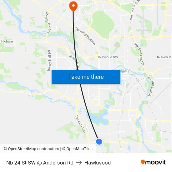 Nb 24 St SW @ Anderson Rd to Hawkwood map
