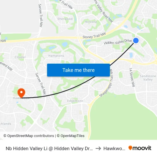 Nb Hidden Valley Li @ Hidden Valley Dr NW to Hawkwood map