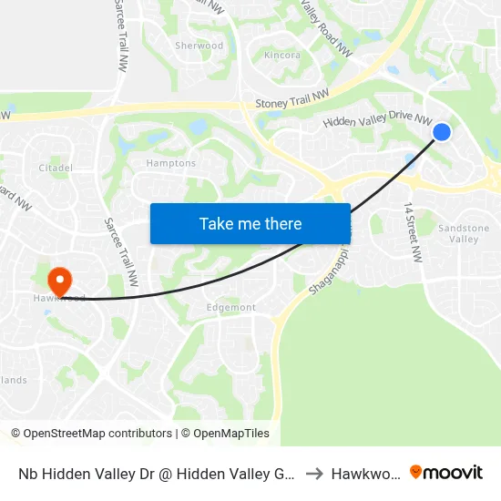 Nb Hidden Valley Dr @ Hidden Valley Gv NW to Hawkwood map