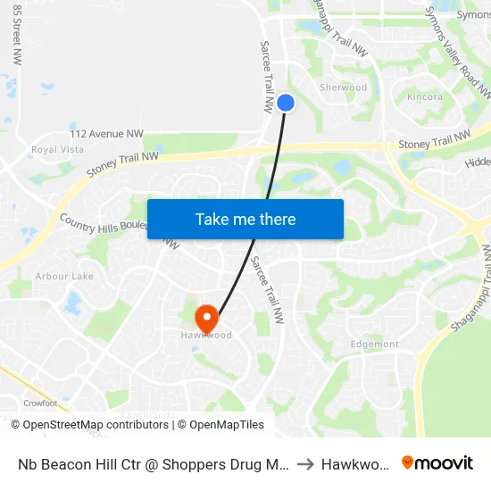 Nb Beacon Hill Ctr @ Shoppers Drug Mart to Hawkwood map