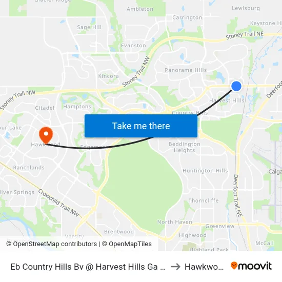 Eb Country Hills Bv @ Harvest Hills Ga NE to Hawkwood map