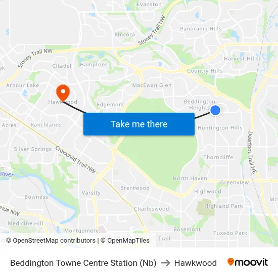 Beddington Towne Centre Station (Nb) to Hawkwood map