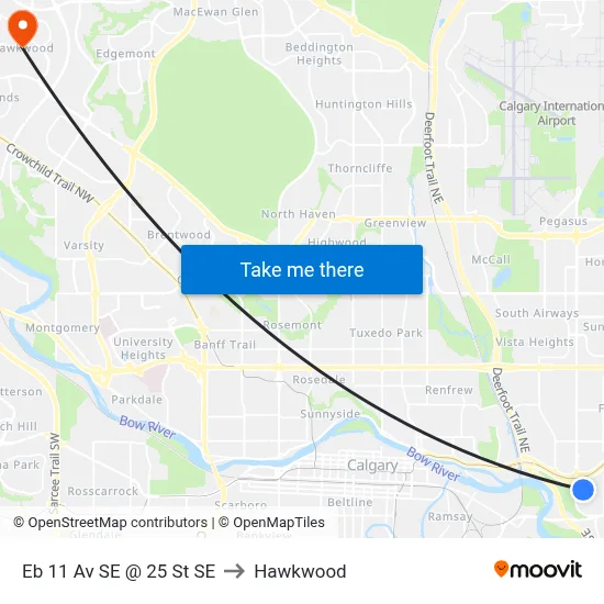 Eb 11 Av SE @ 25 St SE to Hawkwood map