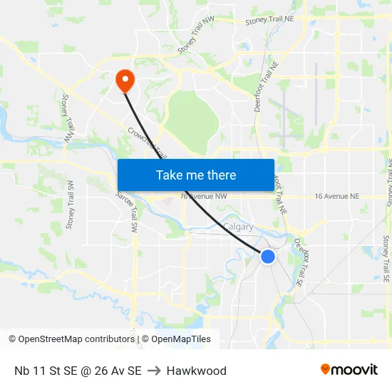 Nb 11 St SE @ 26 Av SE to Hawkwood map