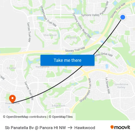 Sb Panatella Bv @ Panora Ht NW to Hawkwood map