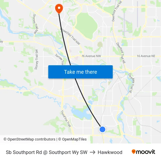Sb Southport Rd @ Southport Wy SW to Hawkwood map
