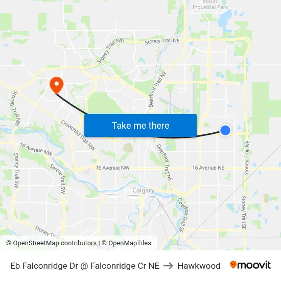 Eb Falconridge Dr @ Falconridge Cr NE to Hawkwood map