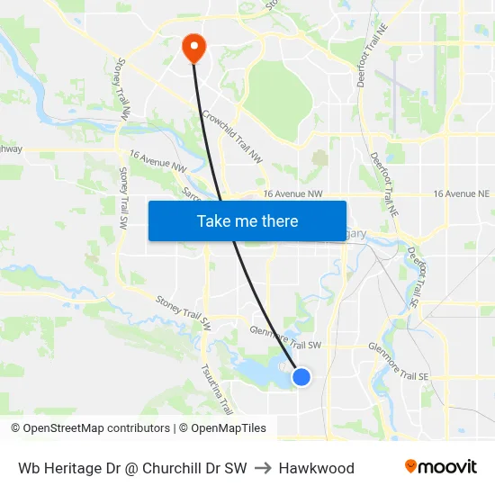 Wb Heritage Dr @ Churchill Dr SW to Hawkwood map