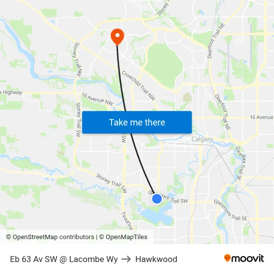 Eb 63 Av SW @ Lacombe Wy to Hawkwood map