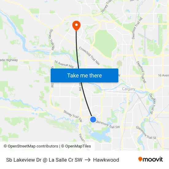 Sb Lakeview Dr @ La Salle Cr SW to Hawkwood map