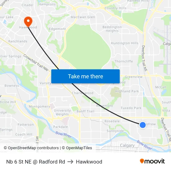 Nb 6 St NE @ Radford Rd to Hawkwood map