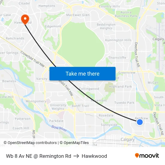 Wb 8 Av NE @ Remington Rd to Hawkwood map