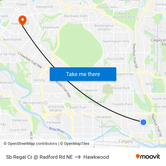 Sb Regal Cr @ Radford Rd NE to Hawkwood map